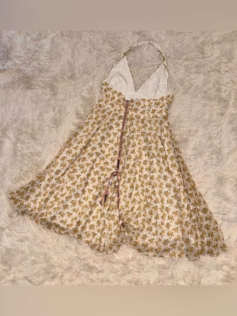 NEW HOUSE OF CB SOLADA Ivory Vintage Floral Print Georgette Halter Sz XL L+ - Picture 7 of 12